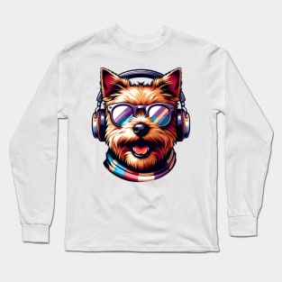 Norfolk Terrier as Smiling DJ with Headphones and Sunglasses Long Sleeve T-Shirt